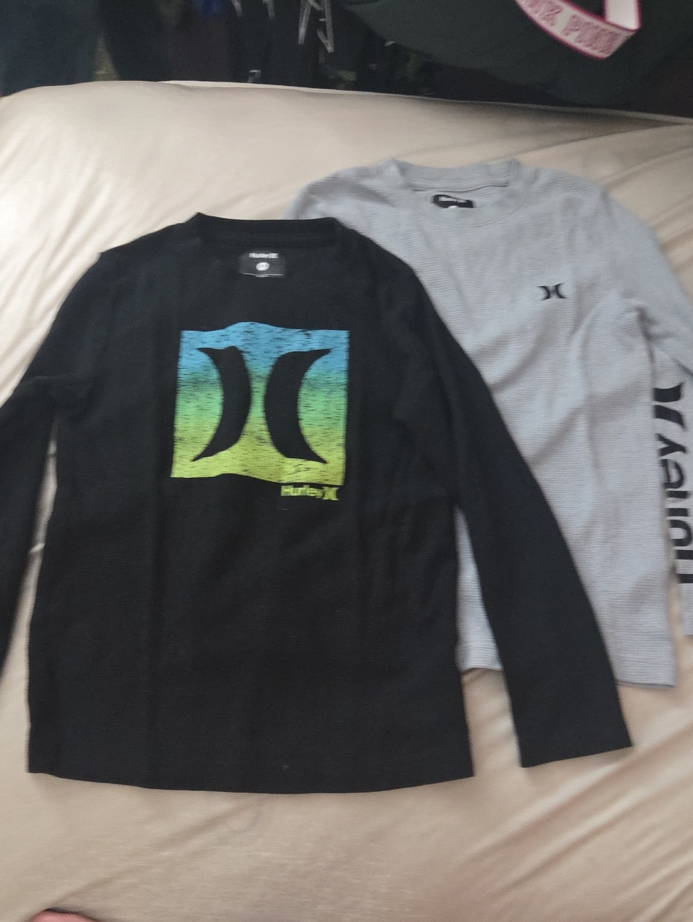 Hurley Black Waffle Long Sleeve Set Youth - Size 7/8